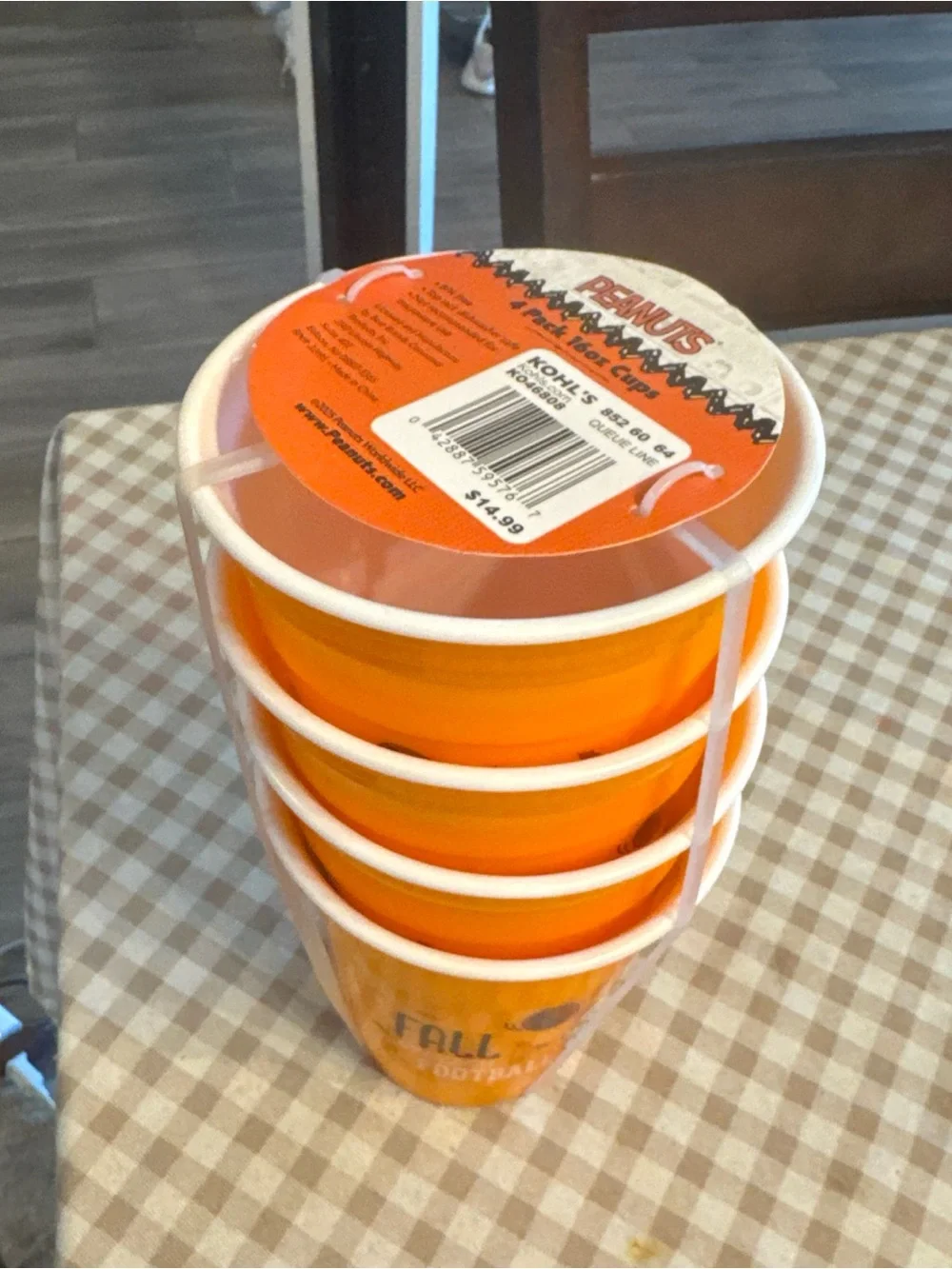 Orange Seasonal Plastic Cups - Fall Football Design (Set)